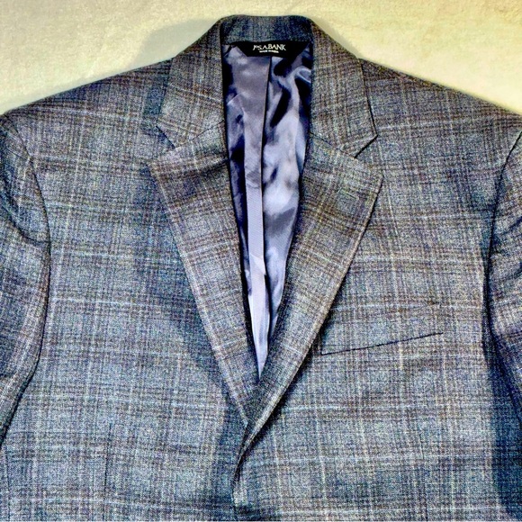 Jos. A. Bank Other - Jos A Bank 40R Mens Blazer Charcoal Blue Plaid Sport Coat Jacket Silk & Wool